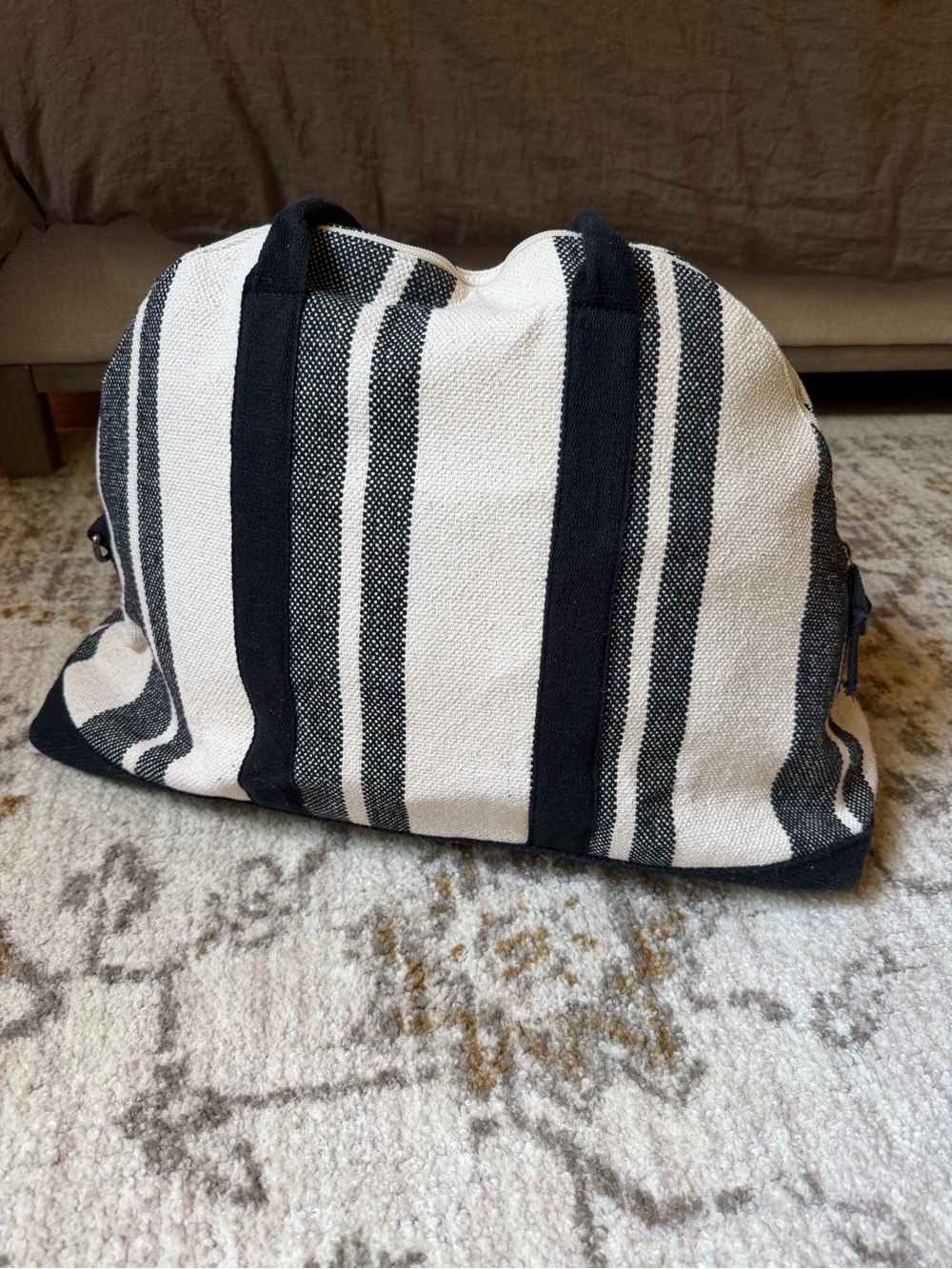 Target Universal Thread Tote Weekender Bag Cream and Black Stripe